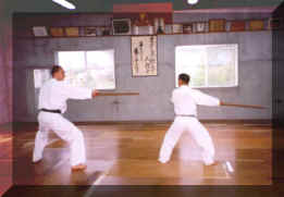 Marien practicing eku kata with Tokumura-sensei