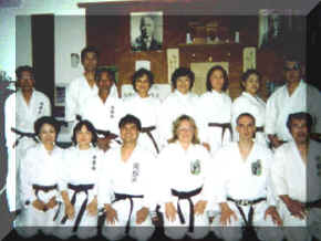 Iha-sensei (kneeling on the right) with his students